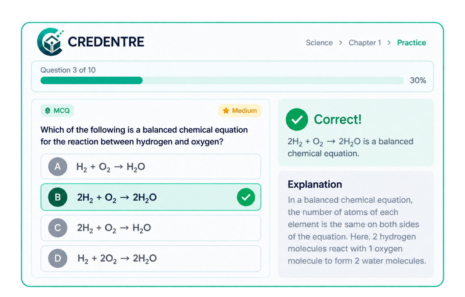 Class 10 CBSE Science interactive practice question with instant feedback and explanation on Credentre